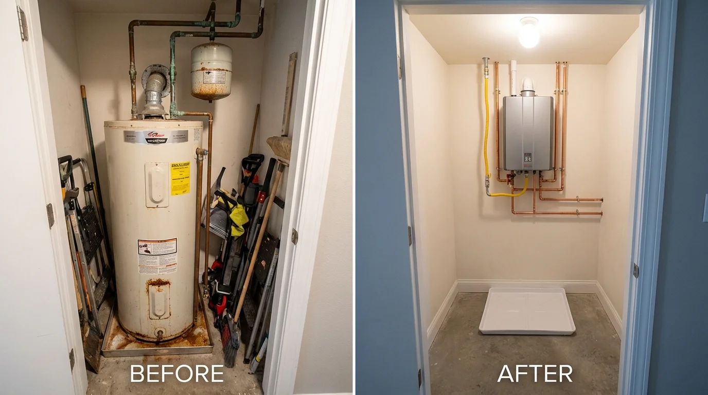 Tank water heater versus wall-mounted tankless unit comparison for Pasadena, CA homeowners