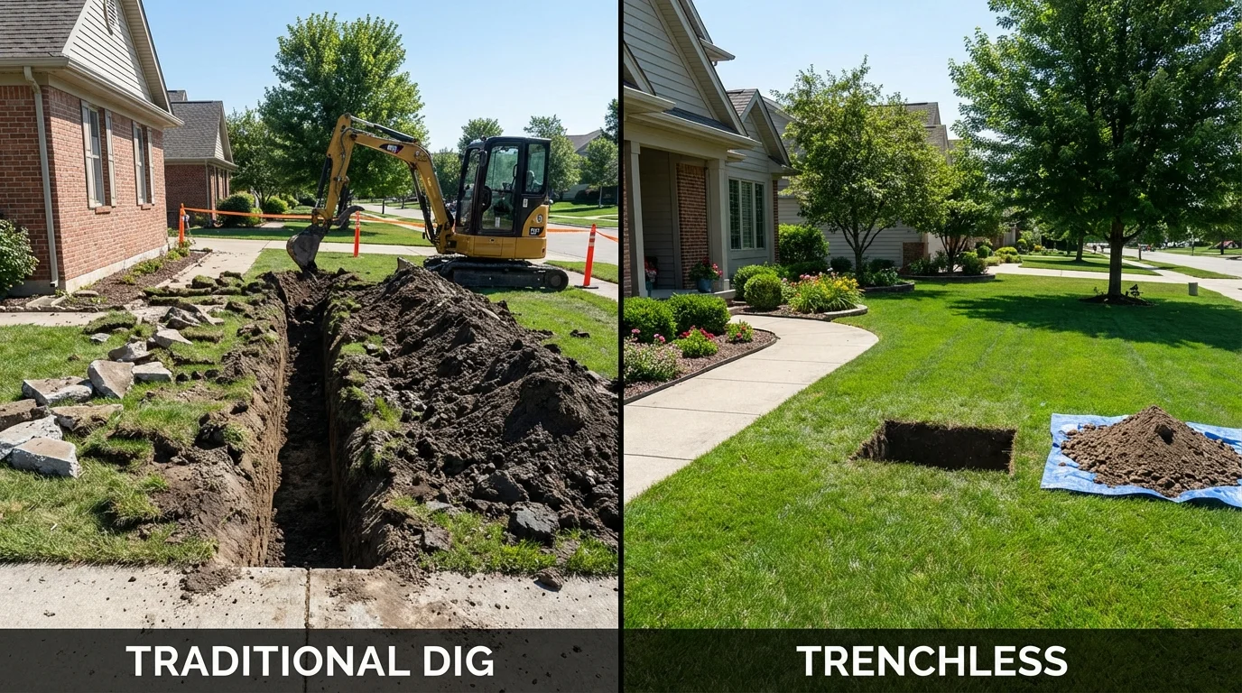 Trenchless sewer repair with minimal yard damage versus traditional excavation in Pasadena, CA